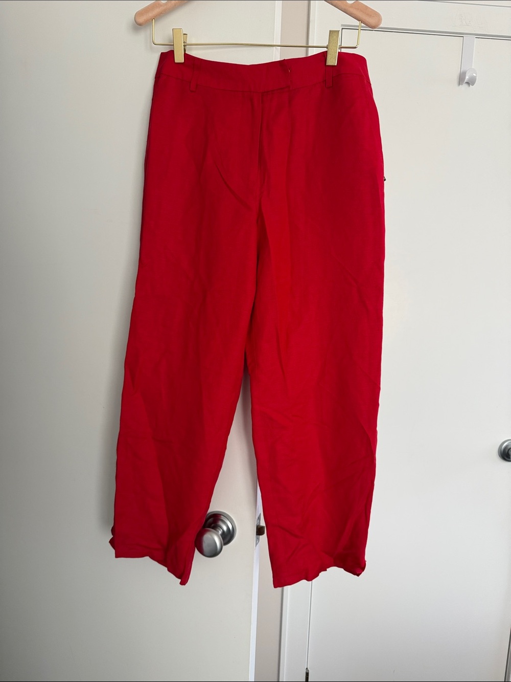 Bob Mackie studio linen blend Red Wide-Leg Trousers vintage Size size 8